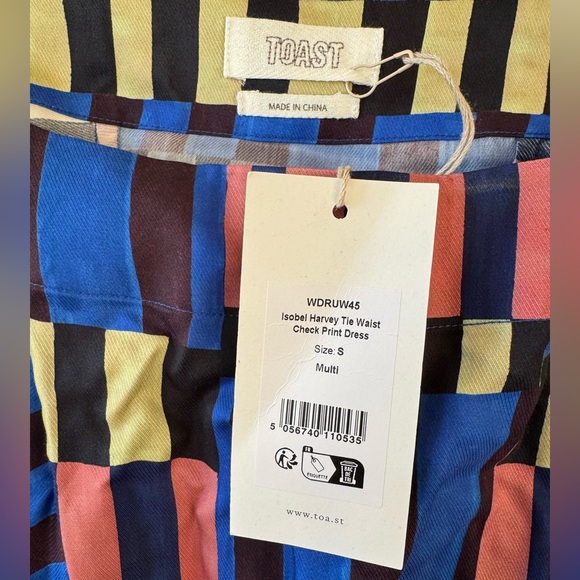 NWT TOAST Isobel Harvey Tie Waist Check Print Dress - Picture 5 of 6